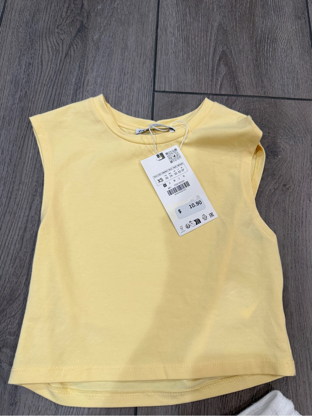 Zara Yellow Sleeveless Cotton Crop Top